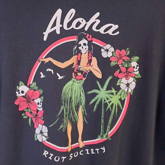 Street Wear Riot Society Long Sleeve T-shirt Men's Size XL Hawaiin Skull Dancer - Picture 4 of 9